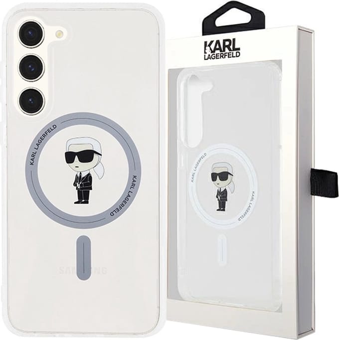 MagSafe hoesje voor Samsung Galaxy S23 S911, Karl Lagerfeld, IML Ikonik Karl, Transparant