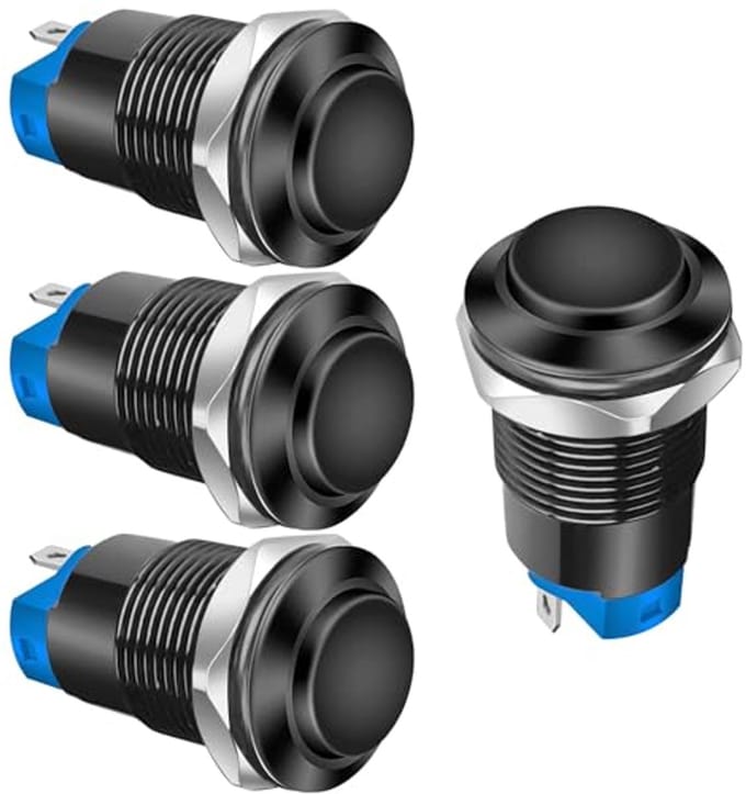 Vergrendelbare Drukknopschakelaar 12mm - 4 Stuks Waterdicht IP65