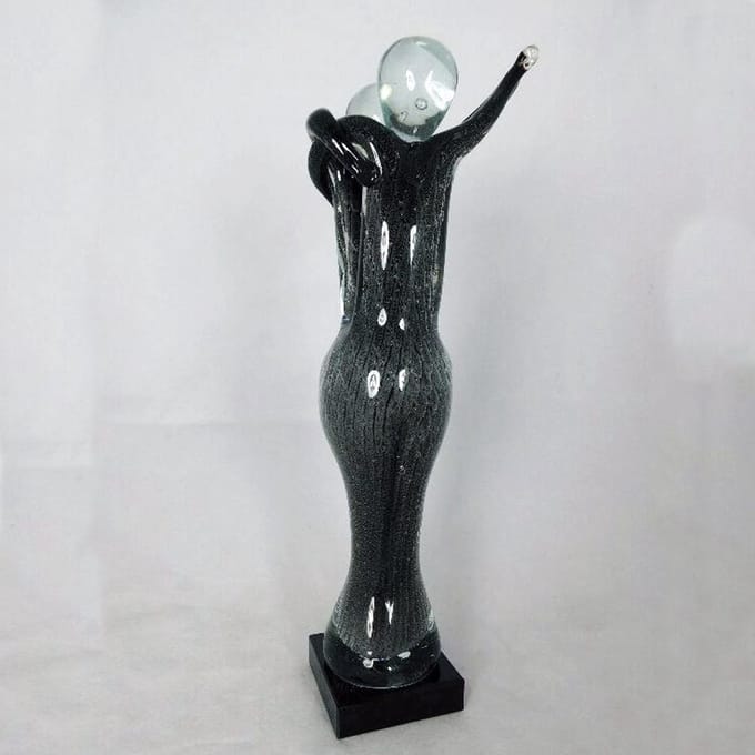 AL - Dansend Paar - Glas - Grijs/Zilver - 34 cmH