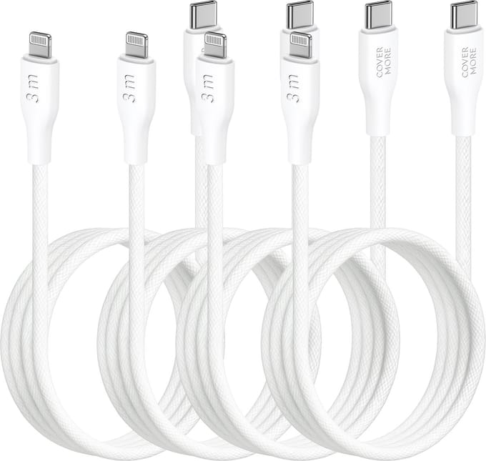 Oplaadkabel geschikt voor iPad air 1 2 2017 2018 2019 2020 2021 met Apple Lightning ingang kabel 3 meter - 4 stuks - Wit
