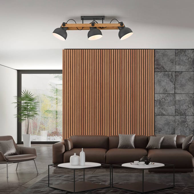 JUST LIGHT. GmbH JUST LIGHT. Plafondlamp Cup 2.0, 3-lamps zwart, metaal