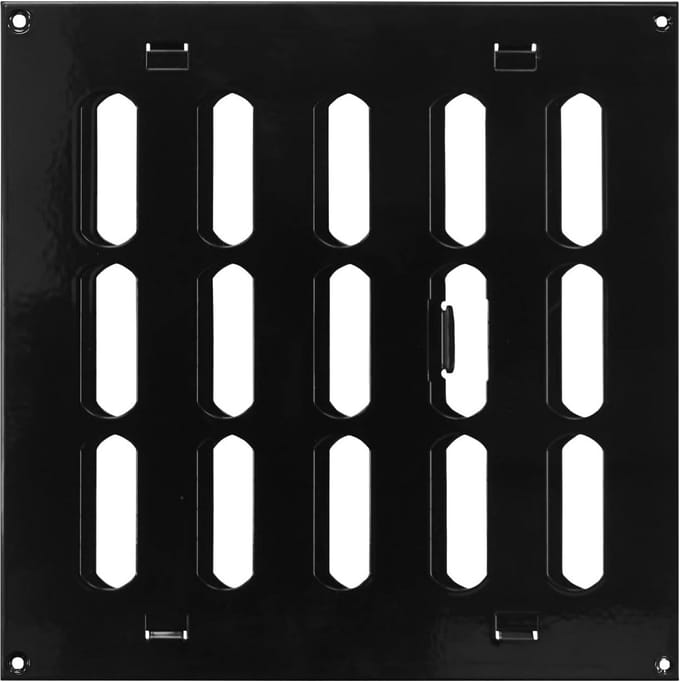 Verstelbaar plaatstaal ventilatierooster 200x200 mm - Zwart
