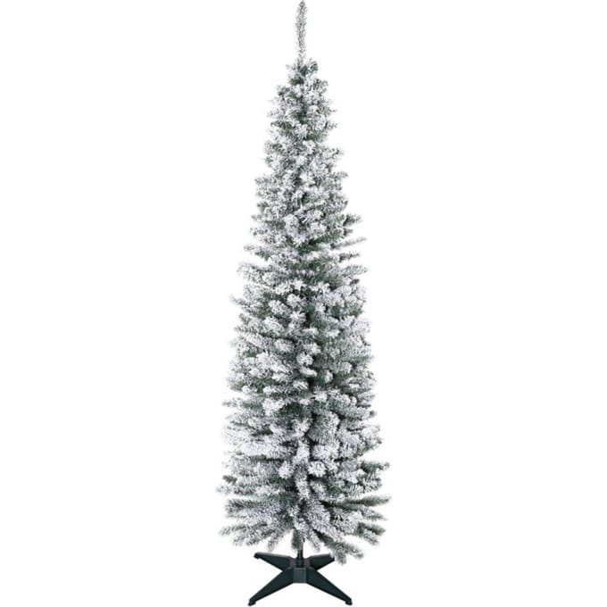 4goodz Kunstkerstboom Slank met Sneeuw 210cm - groen/wit