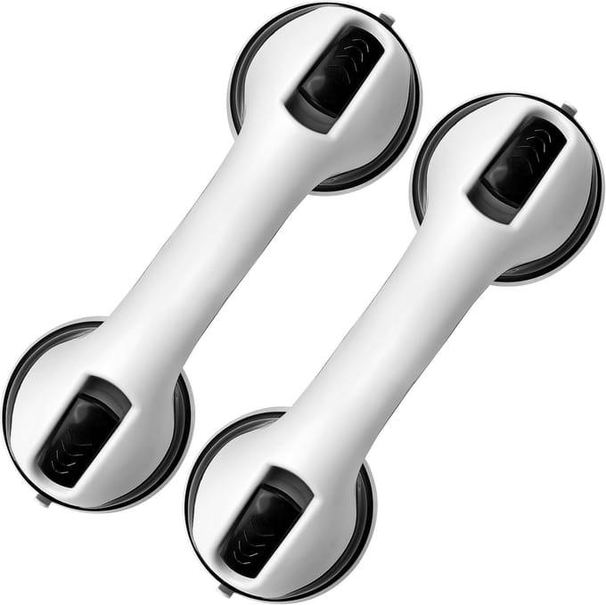 Zuignap Handgrepen - Badkamer Hulpmiddelen - Veiligheid Thuis - Dubbel Lock Systeem - 30x9cm - Wit
