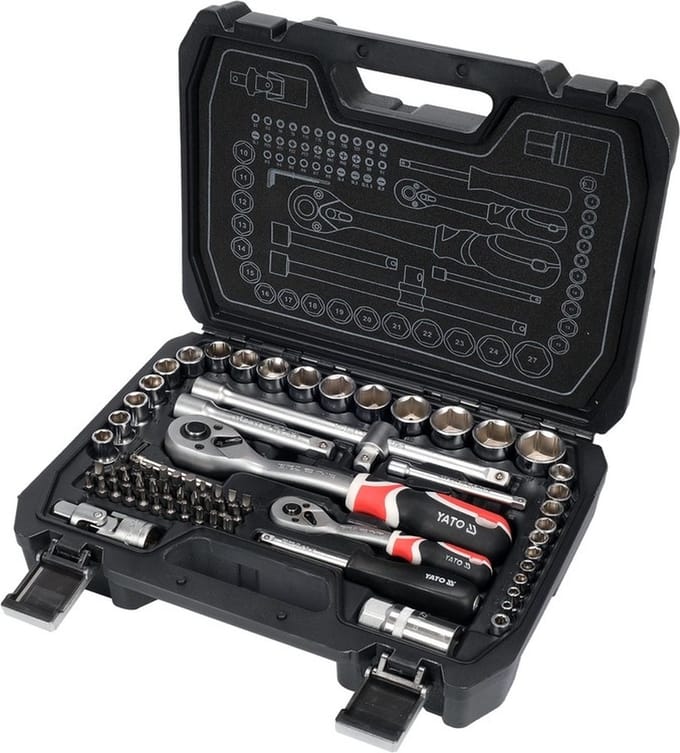 YATO Professionele Dopsleutelset en bitset - 72-Delig - 1/2& 1/4