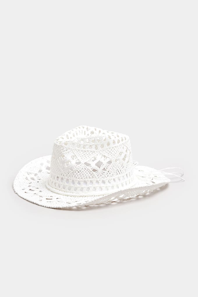 Yours Cowboyhoed Van Stro Met Geweven Strikdetail In Witsize One Size