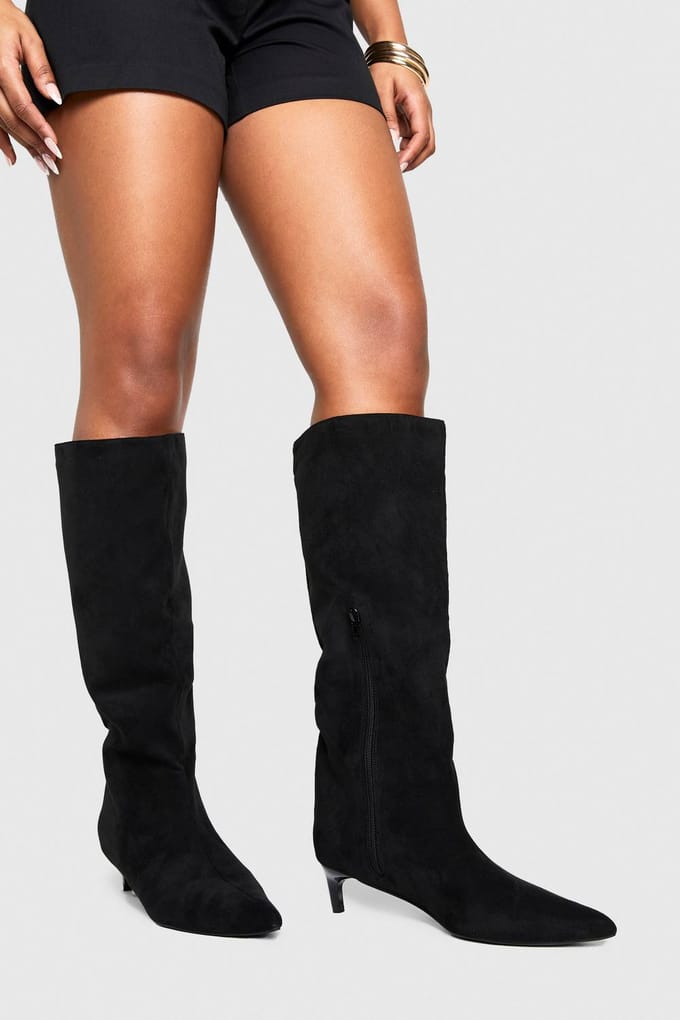 boohoo Dames Column High Knee Laarzen | Black | Maat: 3