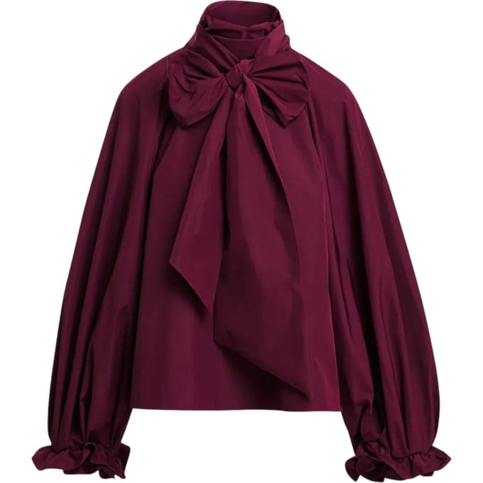 Essentiel Antwerp Pussy Bow Tie Top Tops Bordeaux Keily