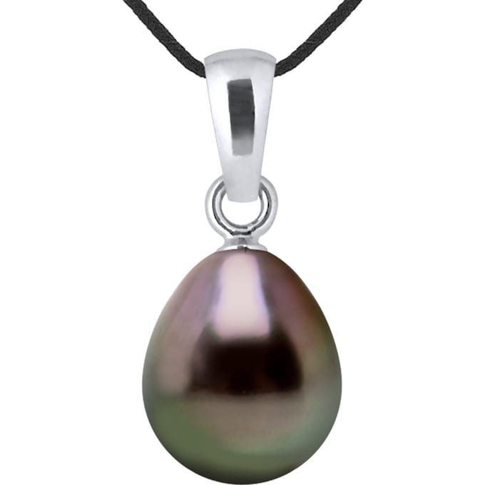 Ketting Tahitian Pearl 8-9 mm Pear LINK BLACK 925