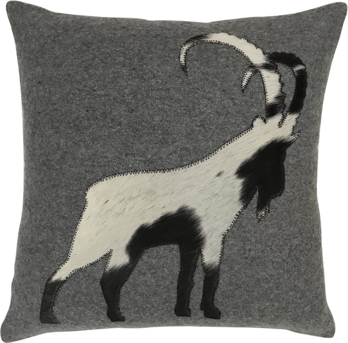 wol grijs kussen steenbok 45x45cm