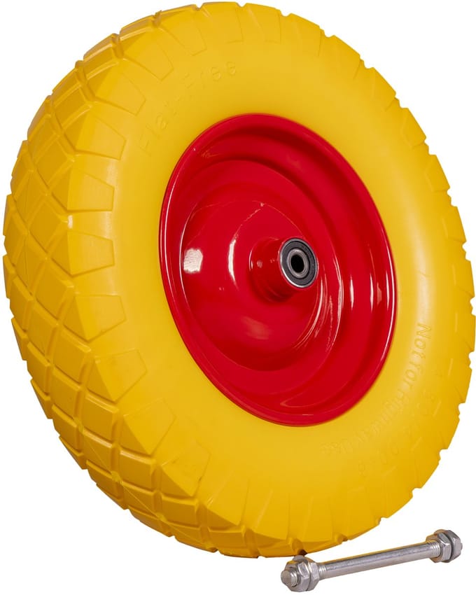 Kruiwagenwiel PU 400-8 met as - Lekbestendig