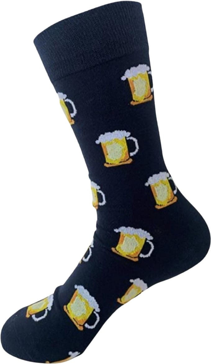 ATTREZZO® Grappige sokken - Bier - Maat 39-42 - Zwart