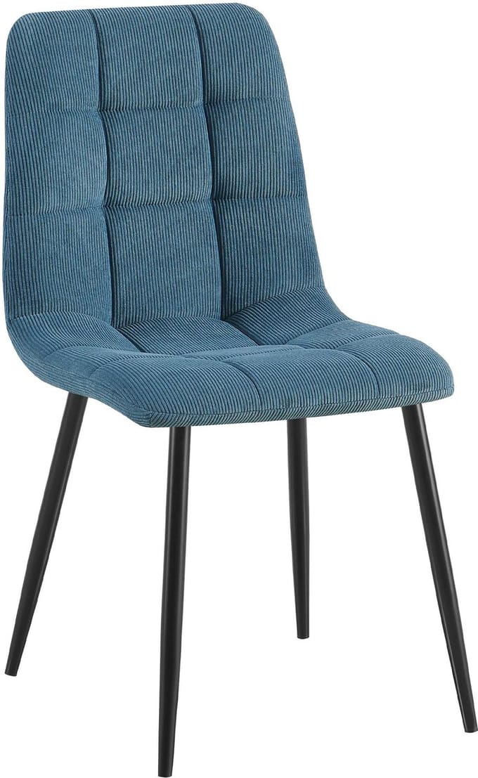 CLP Eetkamerstoel Tilde - Gestoffeerd - Metalen Onderstel - belastbaar tot 150 kg - Ribstof/blauw