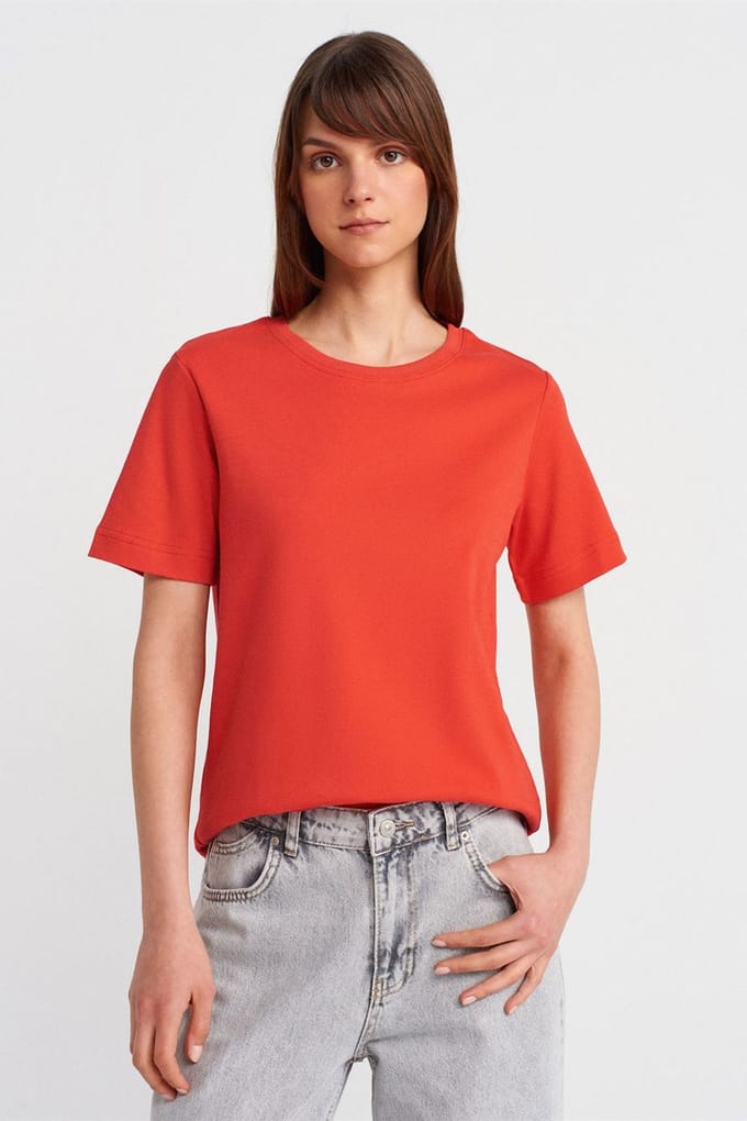 Dames Katoenen Crew Neck T-Shirt