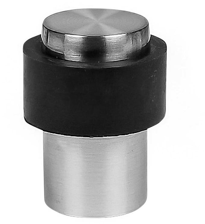 Metalen deurstopper met rubberen ring, zilver (3 cm diameter, 4 cm hoogte)