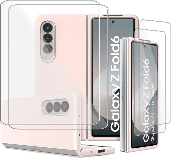 Hoesje + 2x Screenprotector geschikt voor Samsung Galaxy Z Fold 6 – Folie - Liquid Back Case Cover Rose