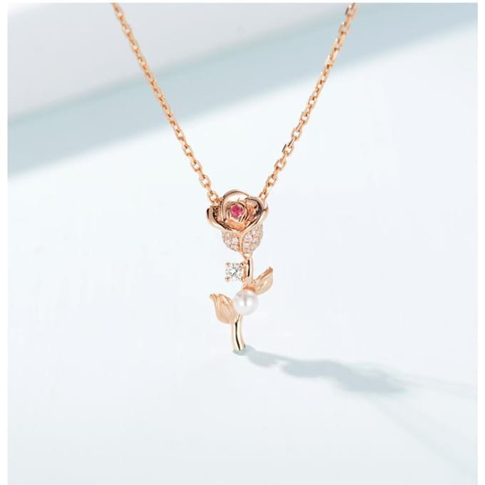 Hete Verkoop Roségoud Roosdauw Rood Diamanten Hanger beige