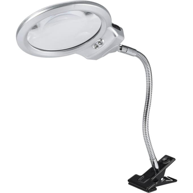 Grote lens tafellamp, verlicht vergrootglas, vergrootglas met LED-lichtklem