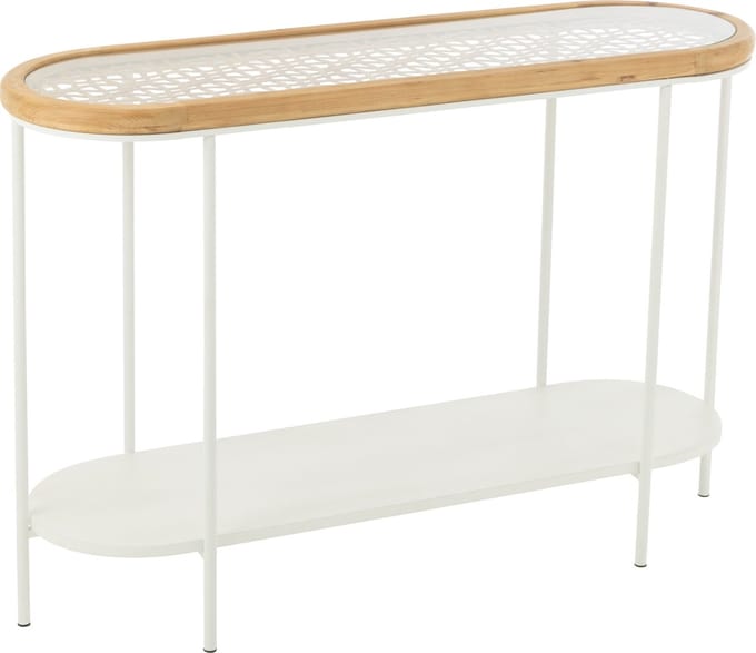 J-Line console Mati - sparhout/metaal - naturel/wit