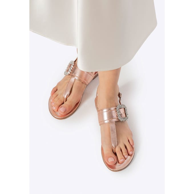 Wittchen Dames Leren Sandalen met Decoratieve Gesp Roze Natuurlijk Leer