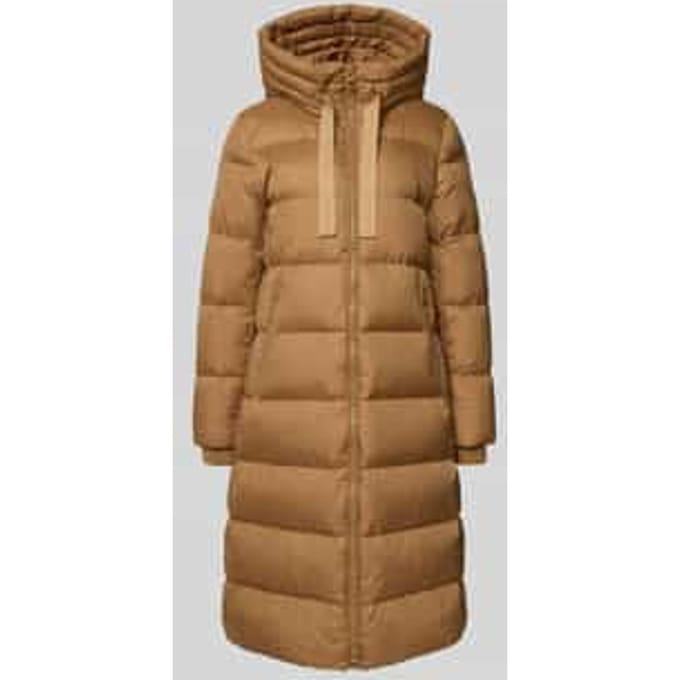 Regular fit lange donsjas met capuchon