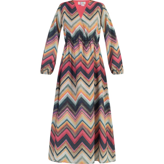 IZIA Maxi-jurk met lange mouwen Dames Zigzag-print