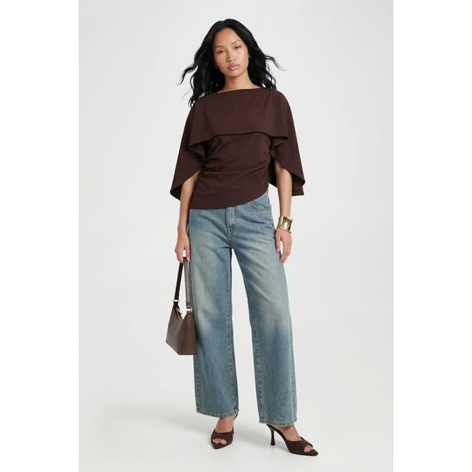 boohoo Dames Top Met Cape Overlay | Bruin | Maat: 44