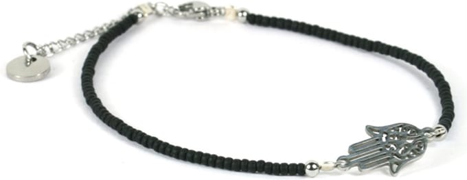 Heaven Eleven - dames - Enkelbandjes - glas - zwarte - 1mm - verstelbaar 23cm + 4cm