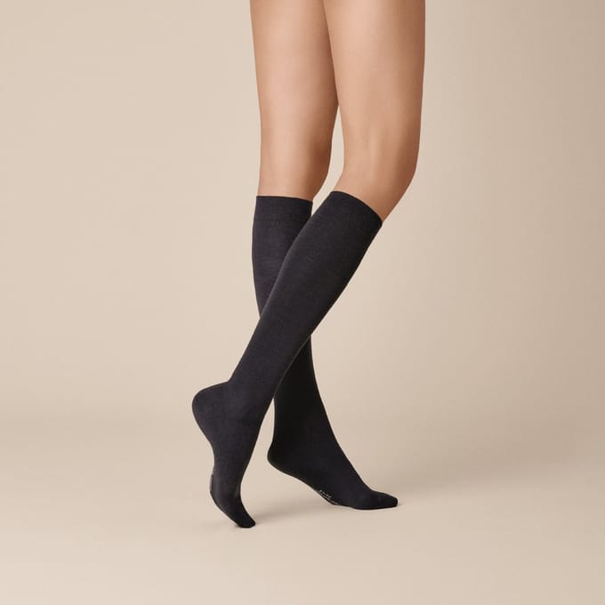 KUNERT Soft Wool Cotton Dames Kniekousen - Marine - Maat 35-38