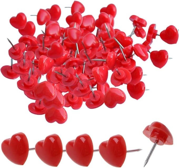Go Go Gadget - Punaises - Hartjes - Prikpinnetjes - Prikbord - Rood - 10 stuks