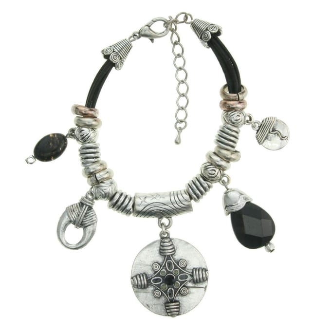 Behave - leren armband met hangers - bohemian trend casuallook