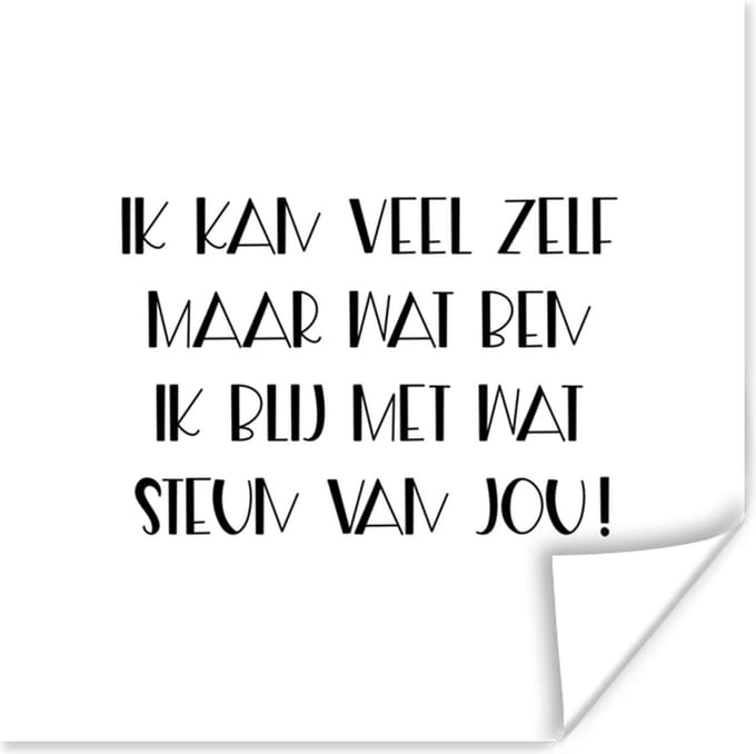 Poster Get well soon - Spreuken - Wit - Steun - 50x50 cm