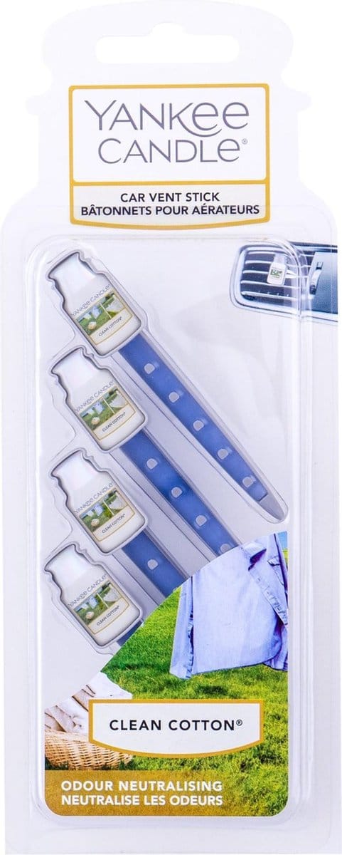 Yankee Candle - Clean Cotton Vent Stick - Car Incense Pins (4 PCS)