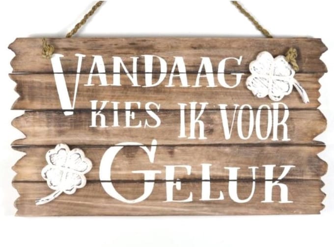 Tekstbord 26x44cm | Kies voor geluk | naturel | Cadeau |