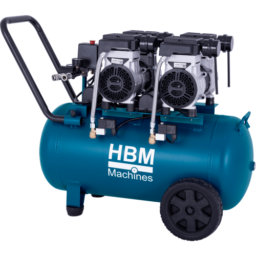 HBM 50 Liter 2 x 1,5 PK Professionele Low Noise Compressor (500 l/min)