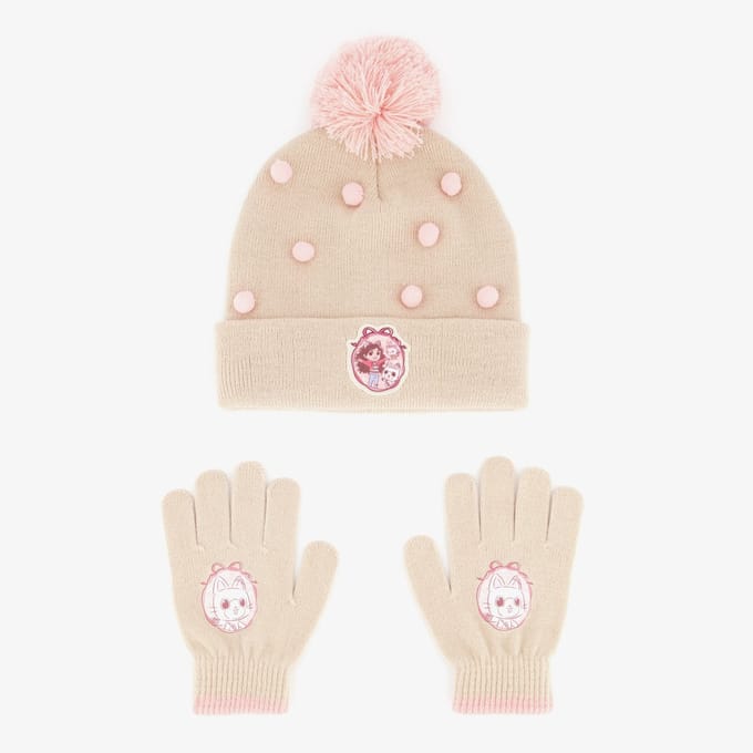 Gabby kinder set muts handschoenen - Beige