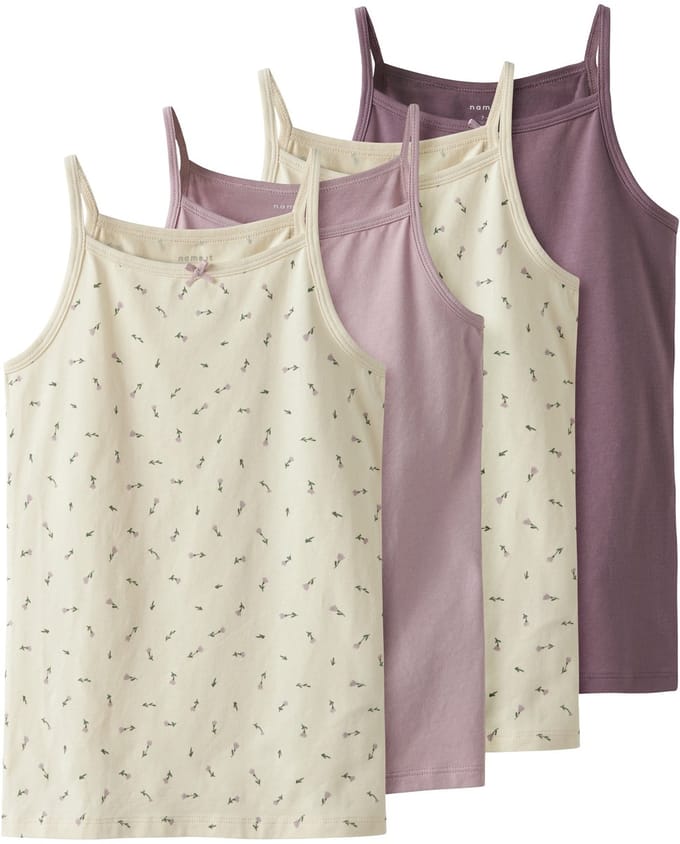 Name It Meisjes Hemd Top NKFSTRAP 4-Pack Effen/Print Multicolor - Maat 146/152