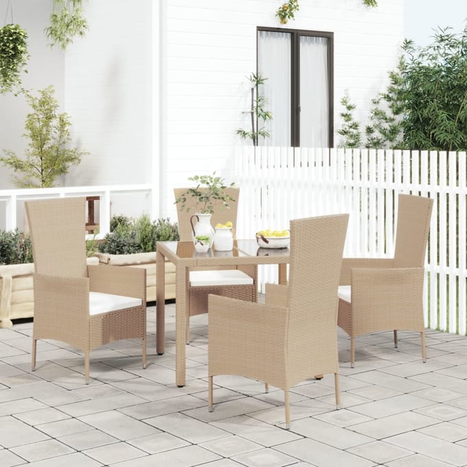 vidaXL - Tuinstoelen - 4 - st - met - kussens - poly - rattan - beige