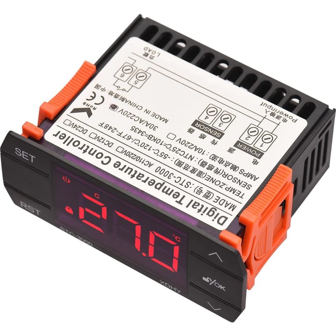 30A Digitale Temperatuurregelaar STC-3000 Intelligente Temperatuurregelaar AC 220V Koelkast zwart