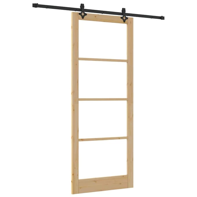 vidaXL - Schuifdeur - ORKDAL - 93 - x - 232 - cm - Massief - grenenhout - en - glas