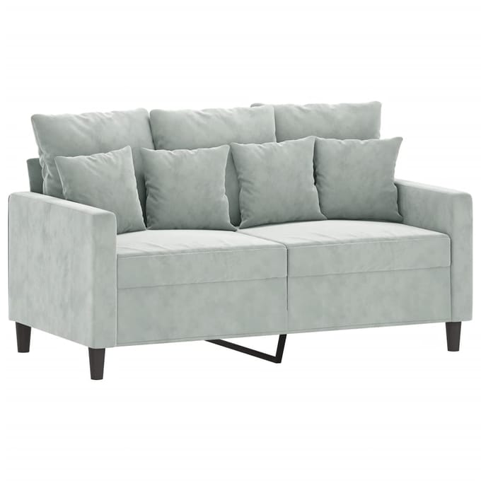 vidaXL - 3-delige - Loungeset - met - kussens - fluweel - lichtgrijs