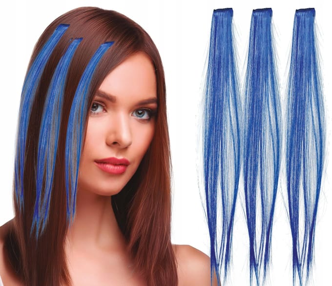 Mèches Bandes Rayures Pour Cheveux Bleues Carnaval Disco Années 80 50cm 3Pcs. gray