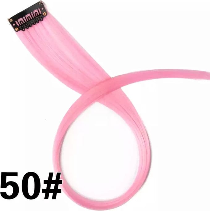 Akyol - Haar extension – lichtroze haar extension – paars – extension – nep haar – 1 stuk – cadeau – carnaval – synthetisch haar