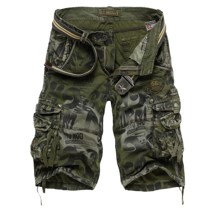 Vêtements de travail amples et décontractés pour hommes, Shorts de Camouflage, pantalons multi-poches à cinq points 5XL vert