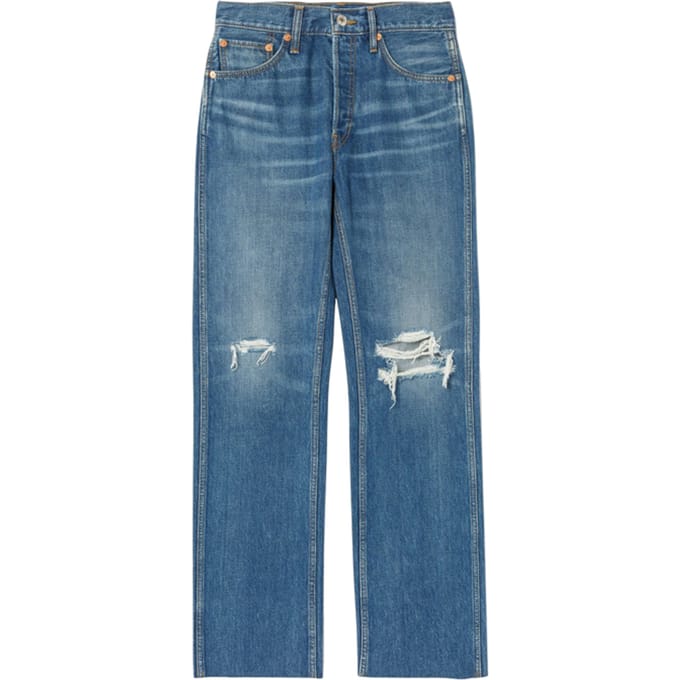 RE/DONE 90s High Rise Loose Destroyed Broken Blue Größe: 23 | Straight Jeans Outlet | Damen | Blau