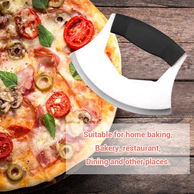 Roestvrijstalen Pizzasnijder met Beschermhoes Ergonomische Antislip Handgreep Wiegmes zilver
