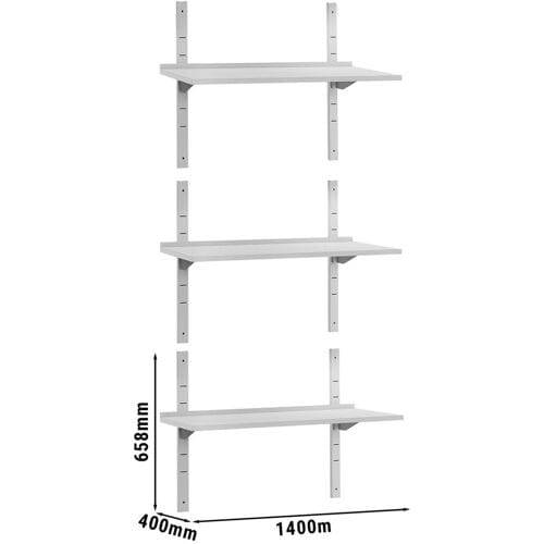 GGM Gastro 3-laags RVS wandschap ECO - 1400x400mm zilver