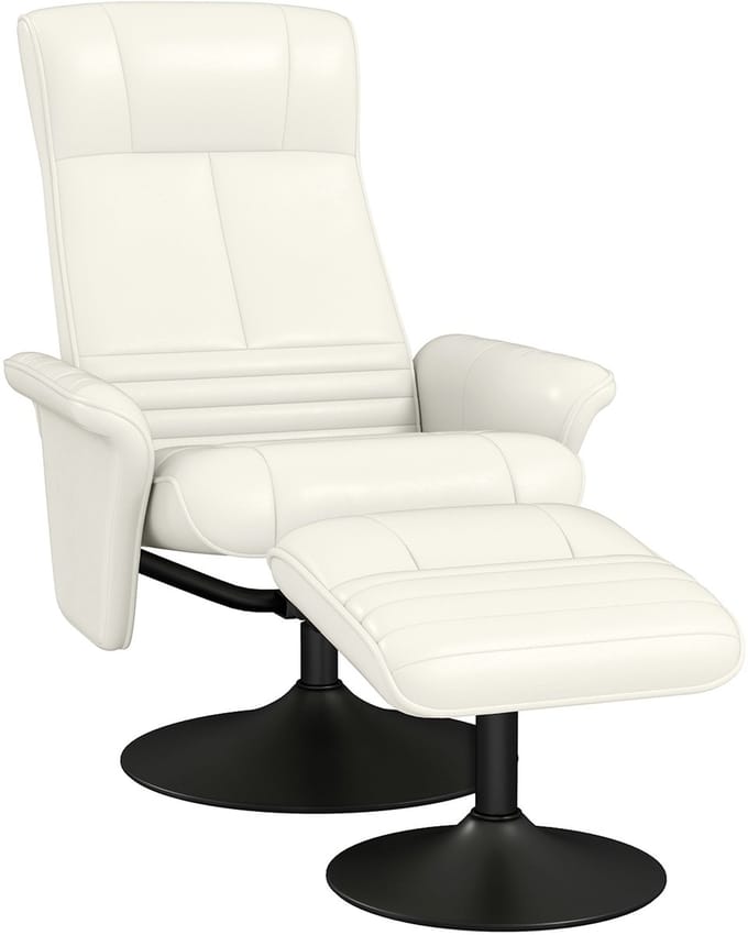 HOMCOM-Relaxsessel mit Fußhocker-Polyester, Stahl-69L x 71B x 104H cm-Cremeweiß