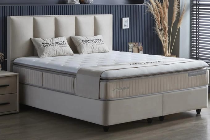 BSS Bedding BIRDYBEDD - Boxspring - Matras H3 - 140x200 - Skybedd - Beige