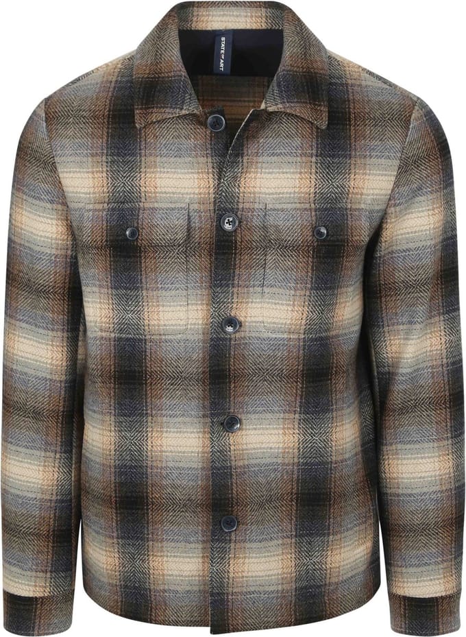 State Of Art Overshirt Ruit Wol Blend Multicolour - Maat XXL - Heren